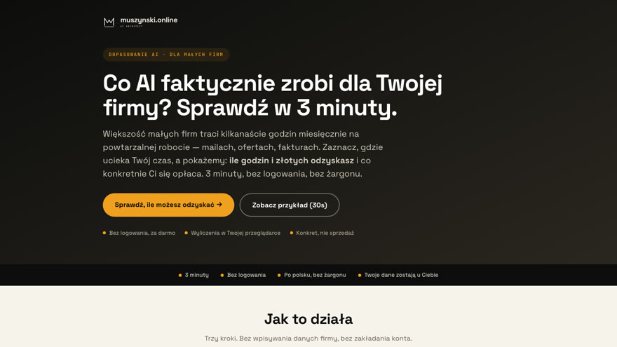 Zrzut: Dopasowanie AI — quiz doradczy