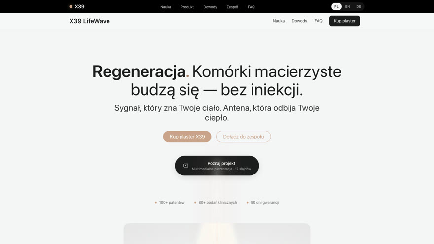 Zrzut: X39 — strona z prezentacją multimedialną